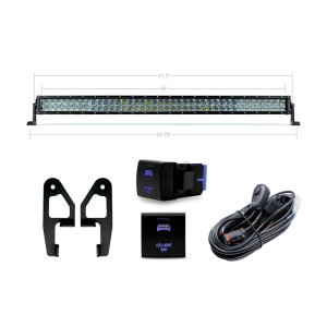 Toyota Tacoma Roof Rack Light Bar Kit - Front - Cali Raised LED - 42 In White Dual Row Spotam - White - `24-`27
